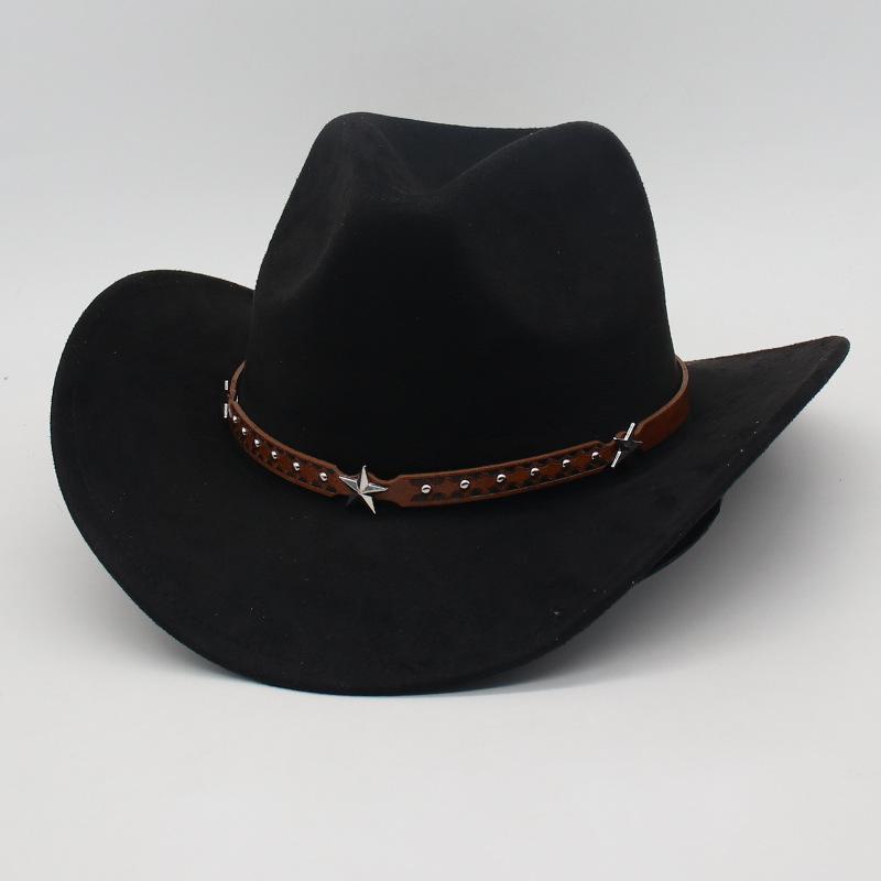 Jazz Hat Woolen Top Hat Fried Street British Style Cowboy Hat Internet Celebrity Wide Brim Concave Simple Styling Lady
