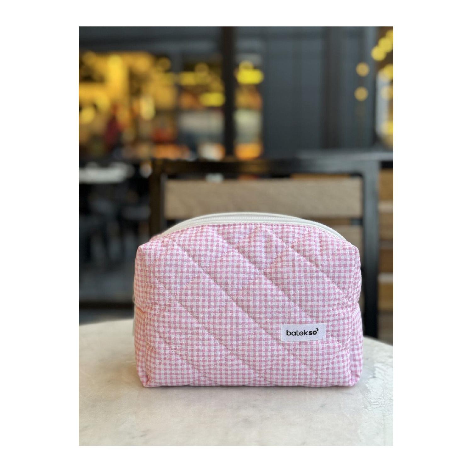 

Pink Square Pattern Makeup Bag - Large Size рожевий