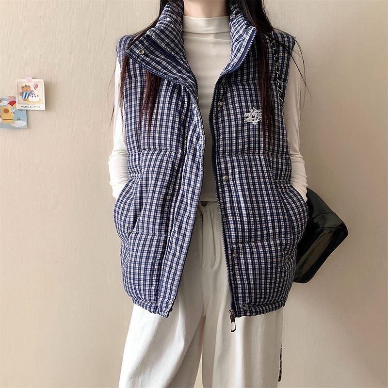 Vest for Women Thickened Down Casual Autumn Winter Oversize Sleeveless Tops Vest High Neck Vest