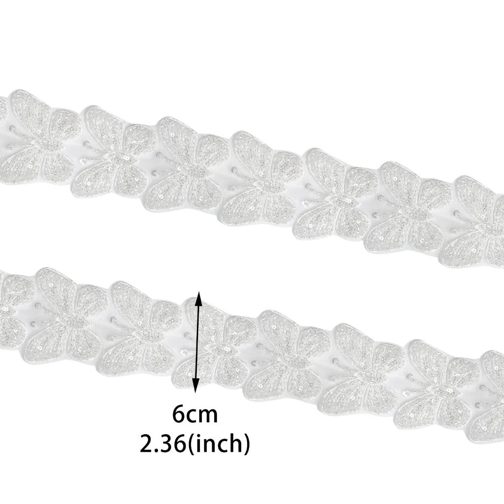 White Butterfly Embroidery Hollow Bead Sequins Barcode Wedding Accessories Diy Headgear Dress Decorative Lace