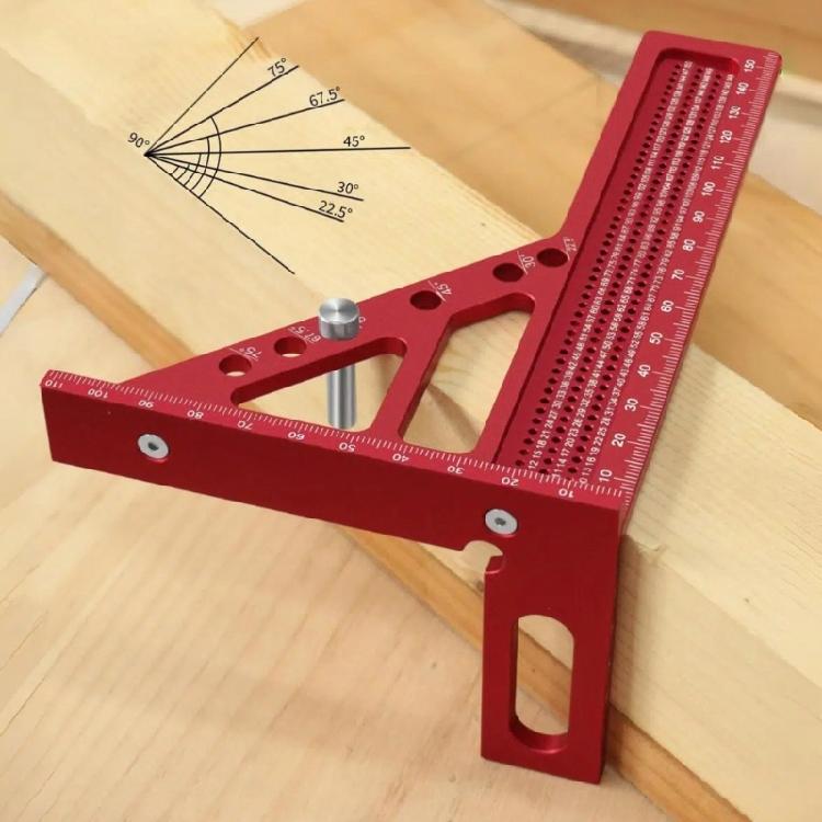 Multiple Angles Measuring Ruler Aluminum Woodworking Square,Angles from 22.5° to 90° Layout Tool for Carpentry