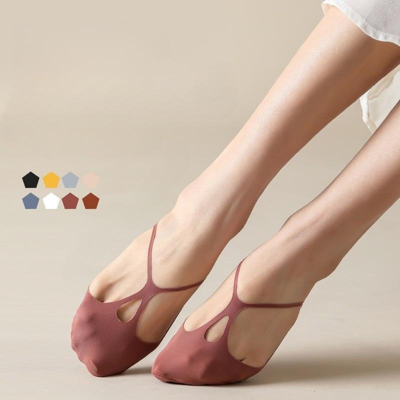 Summer Cross-sling Boat Socks Thin Ice Silk Invisible Socks Silicone Anti-slip Cotton Bottom Shallow Mouth Socks