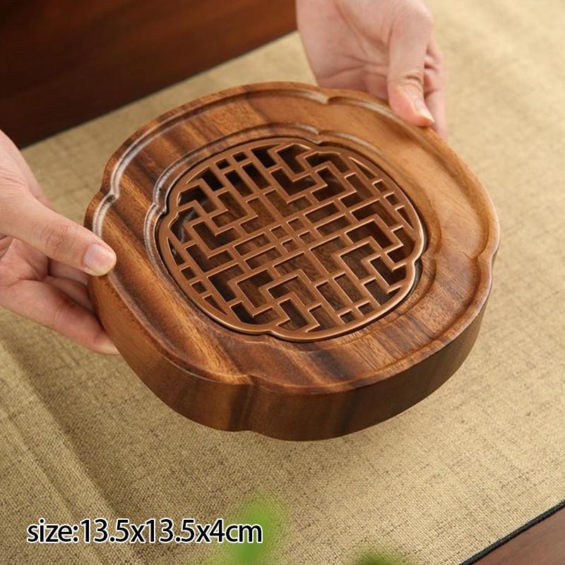 Walnut Wood Light Luxury High-end Coffee Tray Tea Tray Drain Water Storage Dry Bubble Table Base Kung Fu Tea Accessories