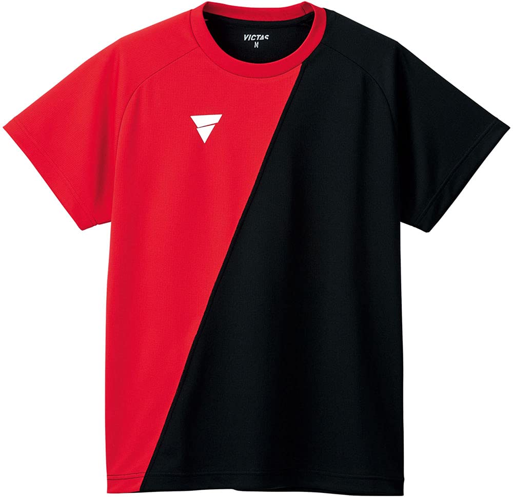 

VICTAS Table Tennis Practice Shirt Size 532101 V-TS230, Unisex, Red/Black (9010), 2XS,