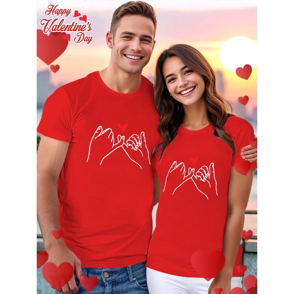Pullover with White Heart Design Sleeve Casual Sportswear for Women Valentine's Day Love