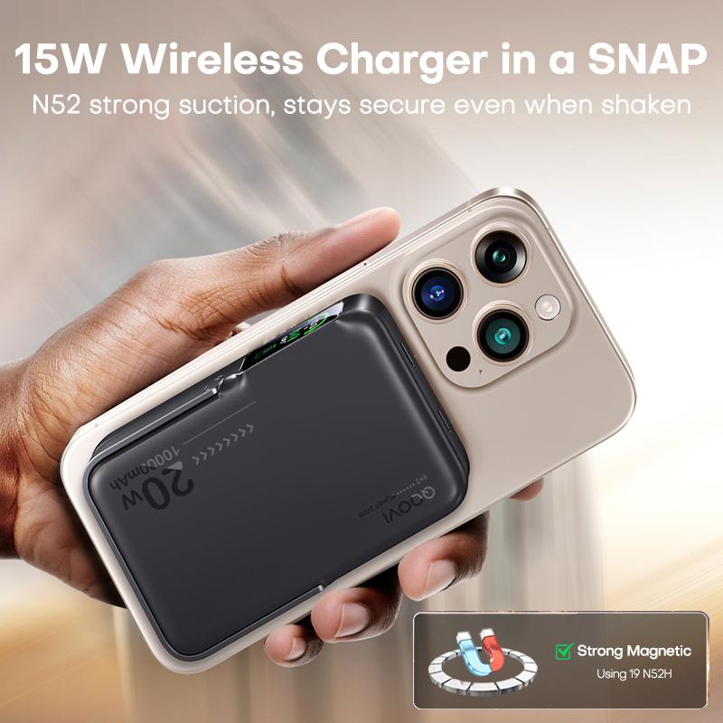 QOOVI Qi2 10000mAh Wireless Power Bank PD20W Fast Charging External Battery Portable Charger For iPhone Samsung iWatch Airpod