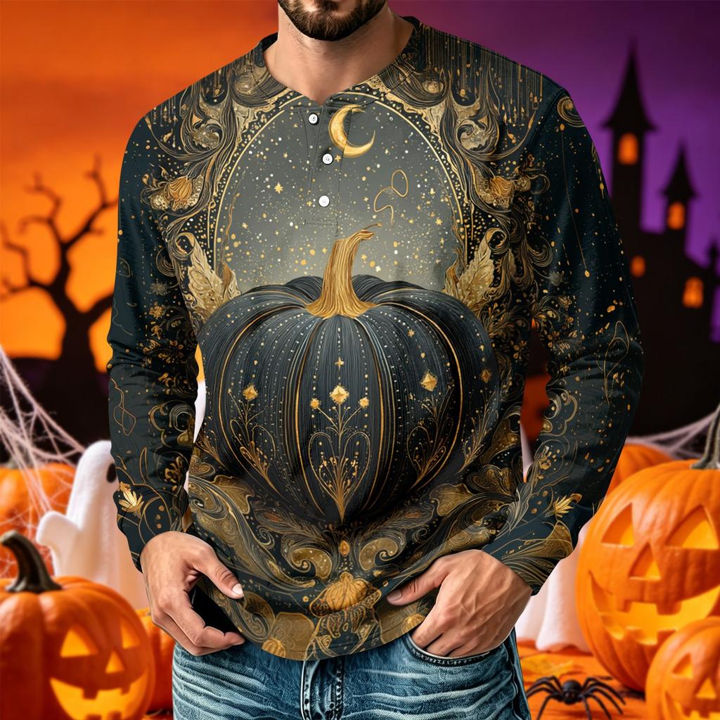 Men's Printed Long Sleeve Casual T-Shirt for Everyday Wear