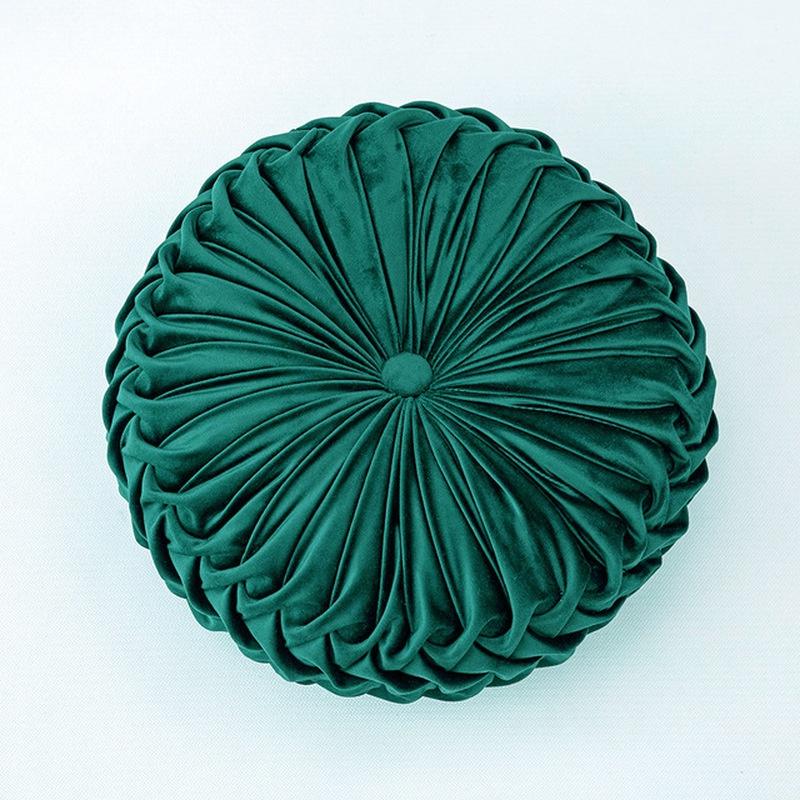 Fashion European Velvet Throw Pillow Cushion Round Fabric Handmade Pleated Wheel Pumpkin Seat Cushion зелёный