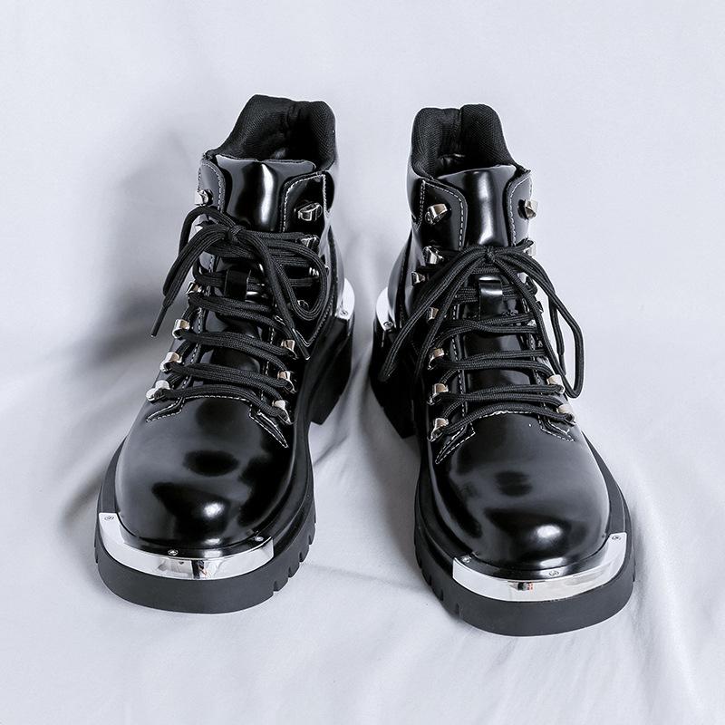 

Ботинки-локомотивы в стиле панк на платформе, британские новые мужские ботинки Martin 2024 года, красивые высокие туфли 6029-R 44 чёрный
