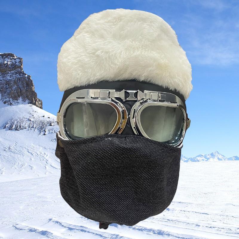 Unisex Winter Warm Fleece-Lined Aviator Beanie Hat With Neck Cover Windproof Riding Cap Cold Weather Outdoor Use