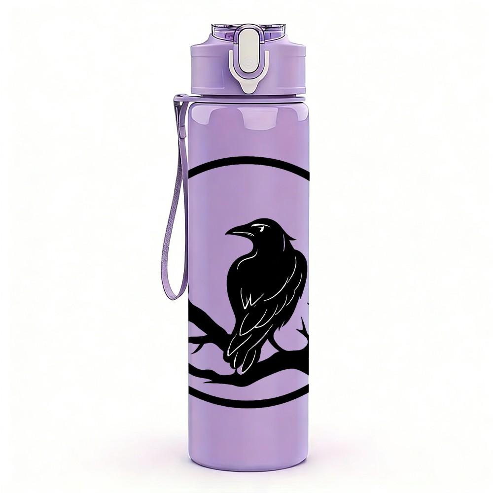 1PC Crow Branch Circle Art 750ml Color Plastic Sports Water Bottle Leakproof Flip Straw Lid Suitable for Sports Office Home Use