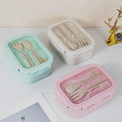 1 Stück Lunchbox, Lunchbox, Tageslunch für Büroangestellte, einfarbig, quadratisch, versiegelt mit Geschirr, Mikrowellen-Essensbox