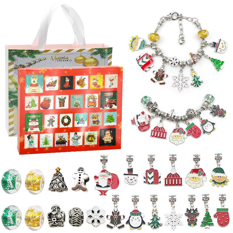 Surprise Christmas Platinum Gift Box: Children's Creative Beaded Bracelet 24-Day Countdown Calendar Blind Box