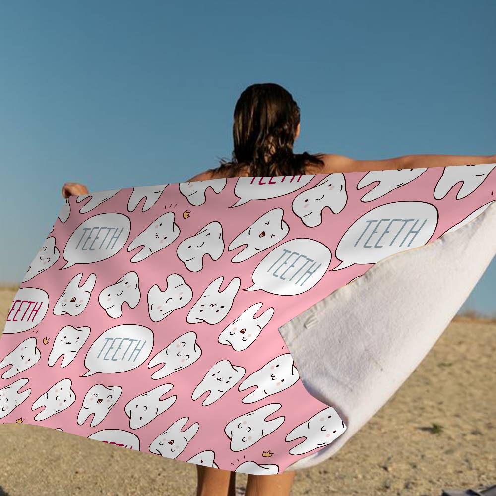 The Dentist Tooth Beach Towel Colorful Bath Towels For Girl Microfiber Quick Dry Custom Sand Free Beach Yoga Spa Gym Pool
