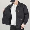 Herrjacka i retro denim med slag: Amerikansk High Street-mode, Vår/Höst-stil, Stilfull Arbetsklädesvibb