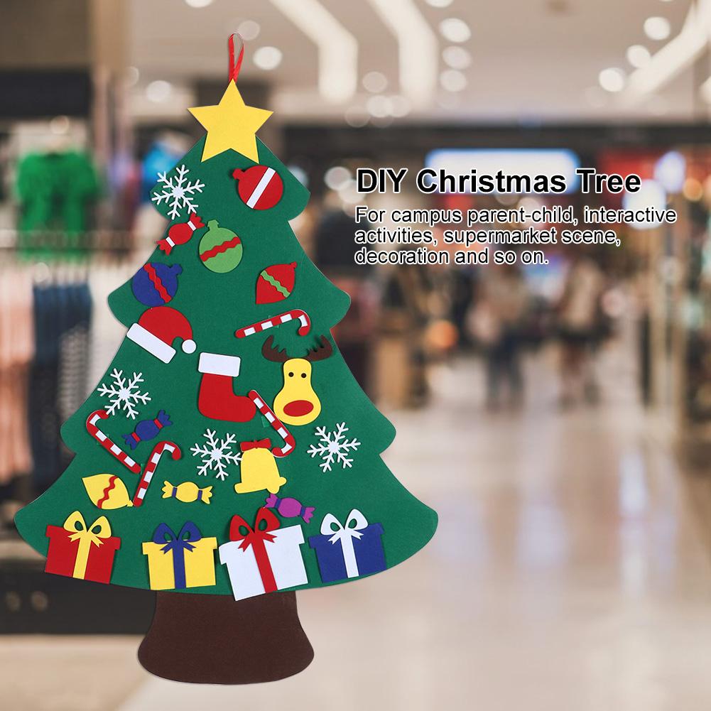 DIY Felt Christmas Tree Set Xmas Decorations Wall Hanging Ornaments Children Gifts Party