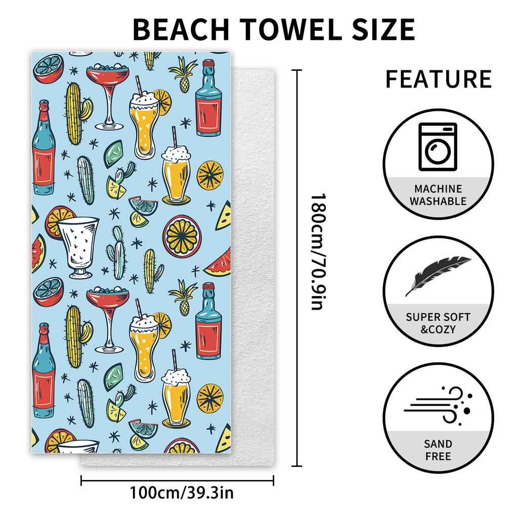 New, Double-sided Velvet Beach Towel Quick-drying Sports Towel Printed Bath Towel
