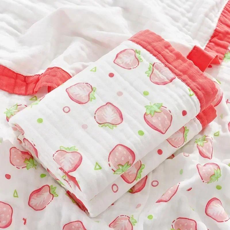 Cartoon Baby Blankets Summer Newborn 6 Layers Thicken Soft Cotton Muslin Swaddle Wrap Stuff Infant Boys Girls Blanket 110*110CM