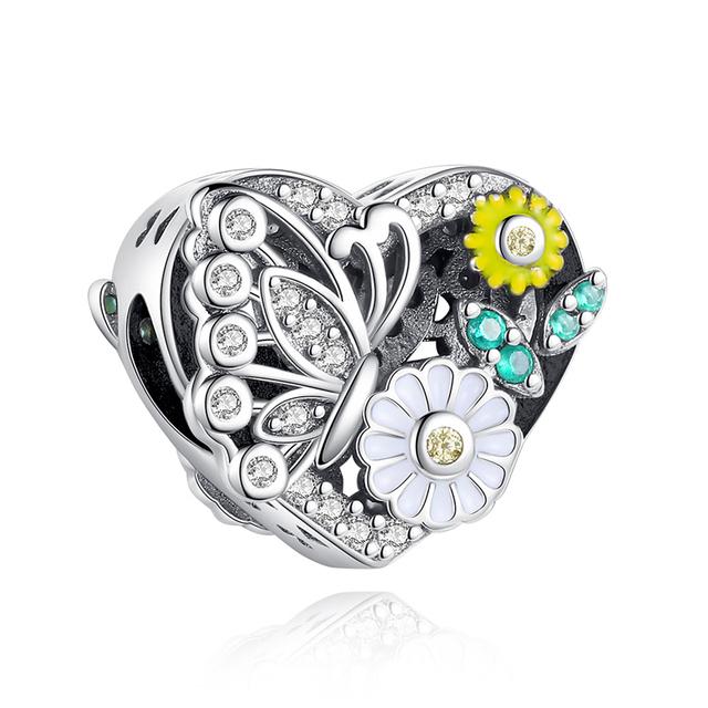 2022 New 925 Sterling Silver Butterfly of Flower Fit Original Charm Bracelet DIY Fashion Silver 925 Jewelry Making