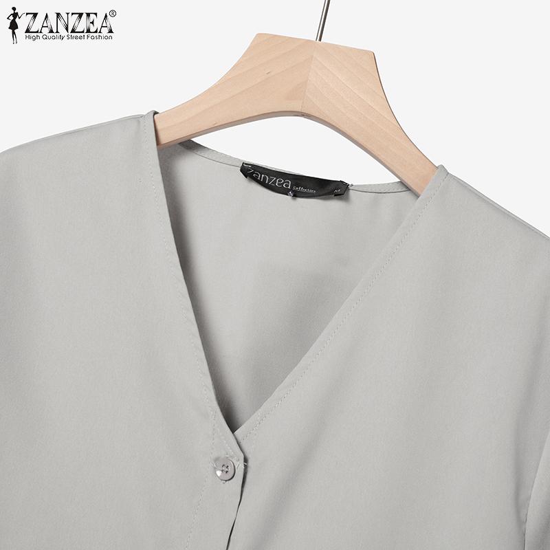 ZANZEA Bluză și pantaloni cu mânecă lungă pentru femei Seturi de costume casual din două piese