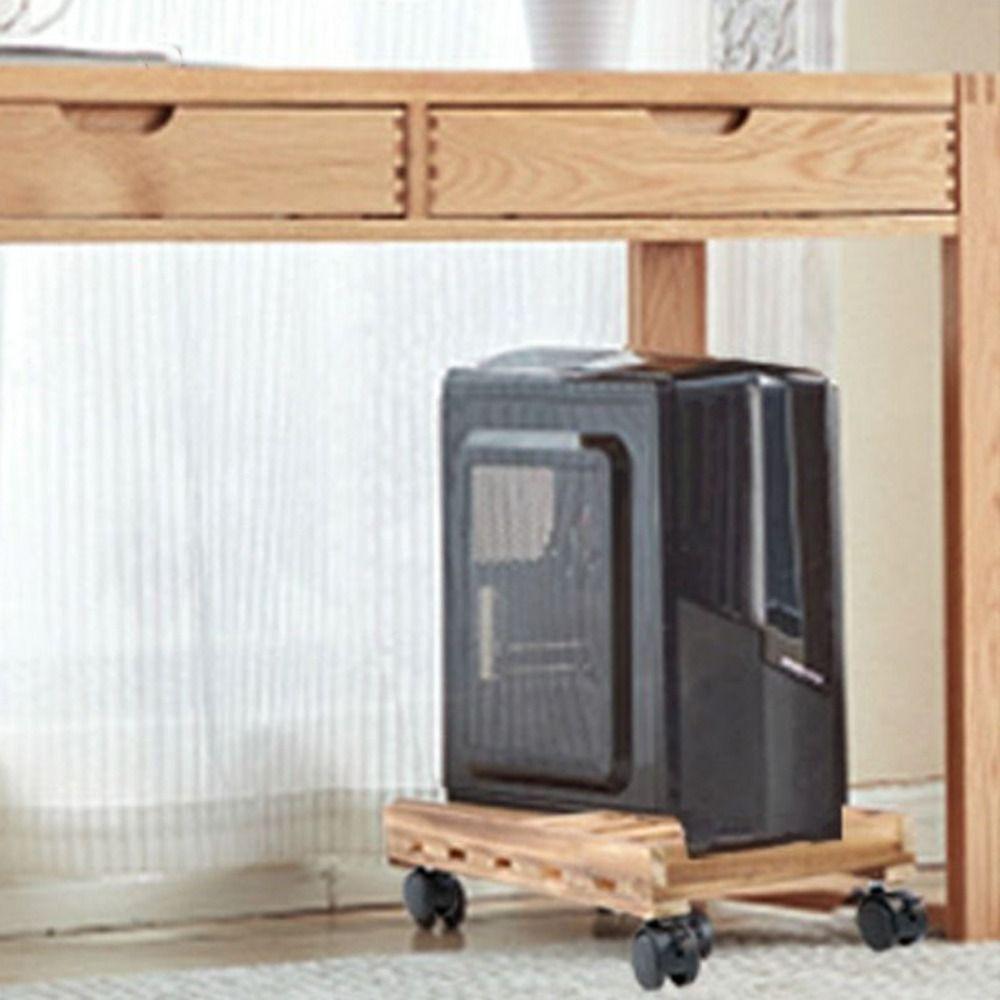 With Brake Storage Rack Wooden Chassis Tray Home Decor Desktop Computer Host Bracket  Indoor