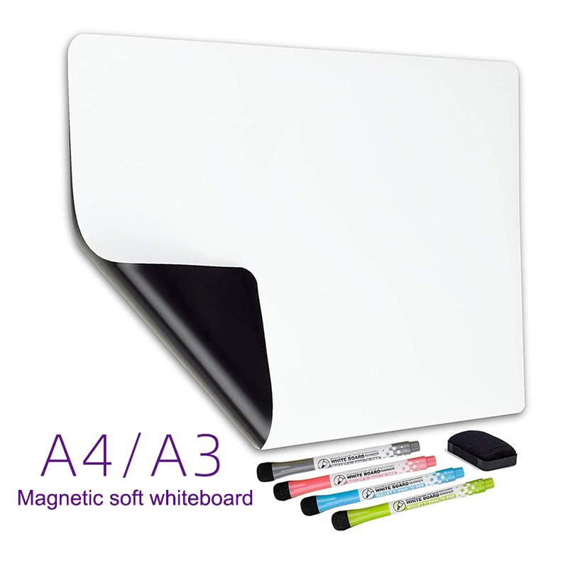 A3 A4 Size Magnetic Whiteboard Dry Erase White Boards Soft Home Office Kitchen Flexible Pad Fridge Stickers Memo Message Board