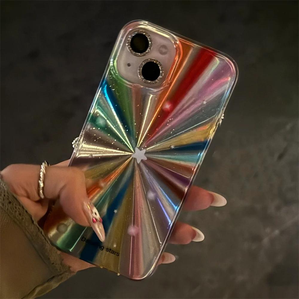Luxury Laser Radiant Firework Rainbow Color Phone Case For iPhone 15 14 13 12 11 Pro Max MINI 7 8 PLUS X XS MAX XR Soft Cover