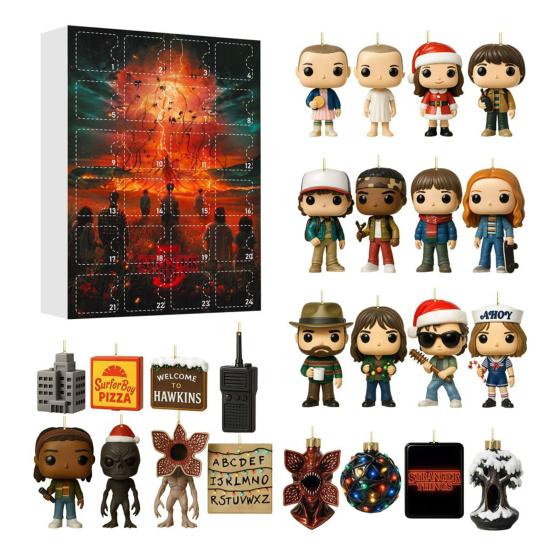 Stranger Things Advent Calendar Box 24 Days of Acrylic Ornaments for Christmas Tree Festive Collectible Gift