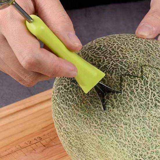 Edelstahl Fruchtkugelausstecher 4-in-1 Melonenkugelausstecher Schnitzwerkzeuge für Wassermelone Cantaloupe Spülmaschinenfest Küchenhelfer