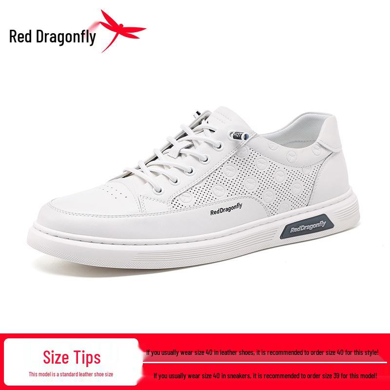 Red Dragonfly Men s Summer White Sports Casual Flat Board Shoes, Breathable and Hollow Design 39 белый