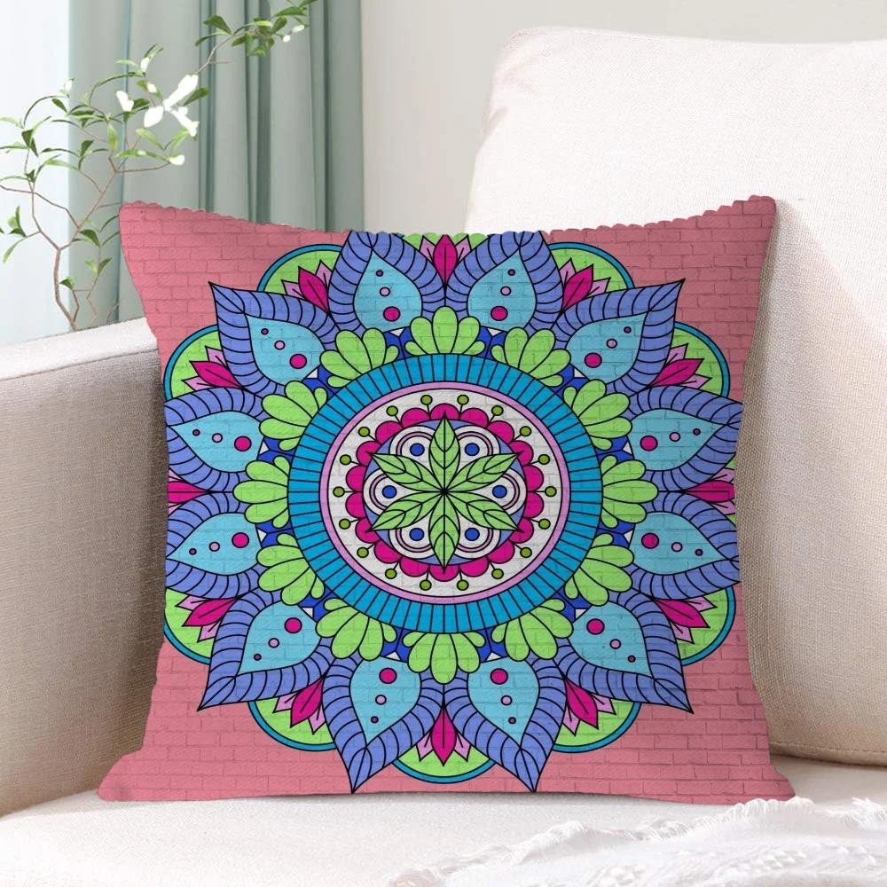Cushion Cover 50X50 Mandala Style Gifts Pillow Covers Decorative Luxury Living Room Decoration Home 45X45 Cushions