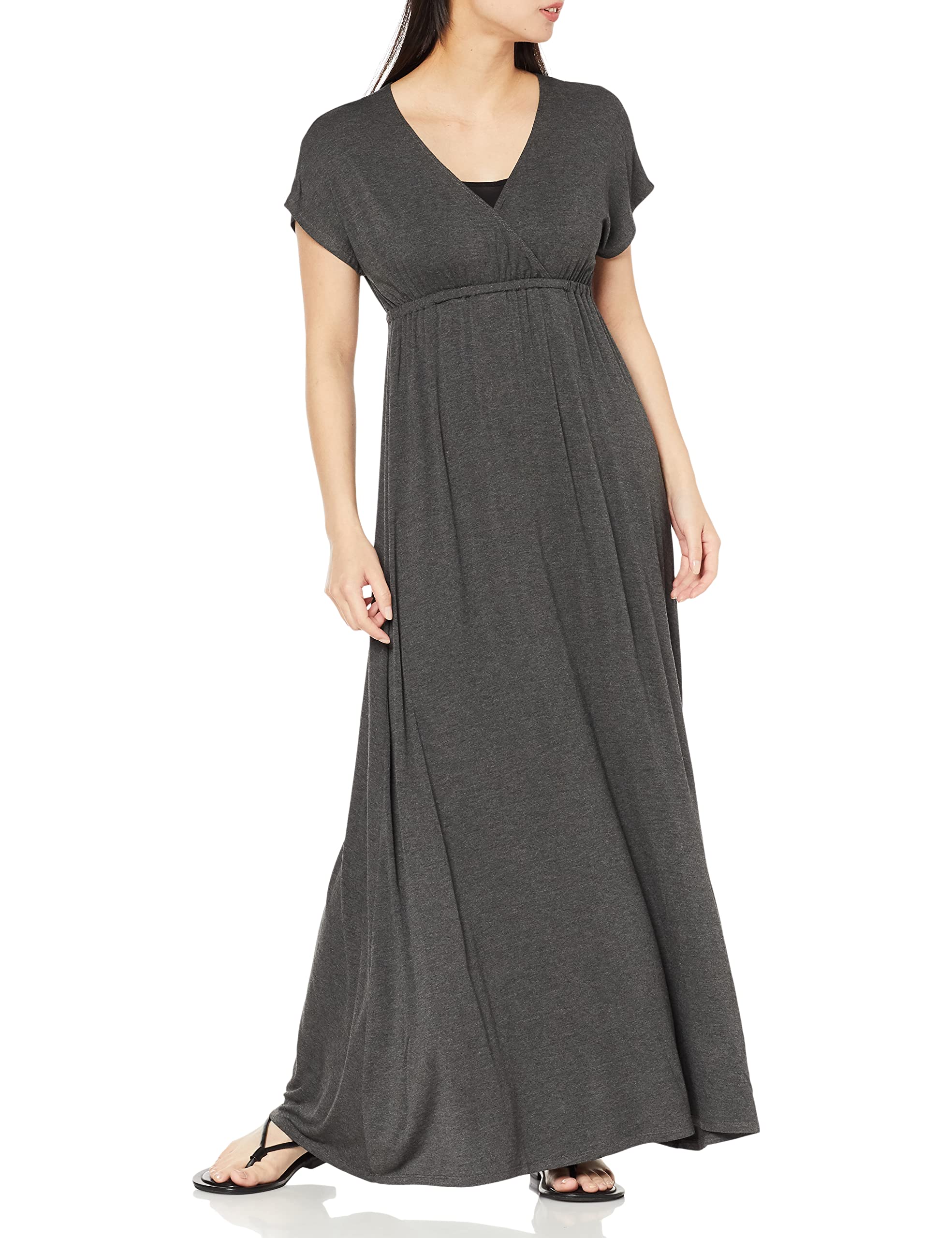 

Amazon Essentials Faux Wrap Maxi Plus Heather XL Dress, Size, Women s, Charcoal,