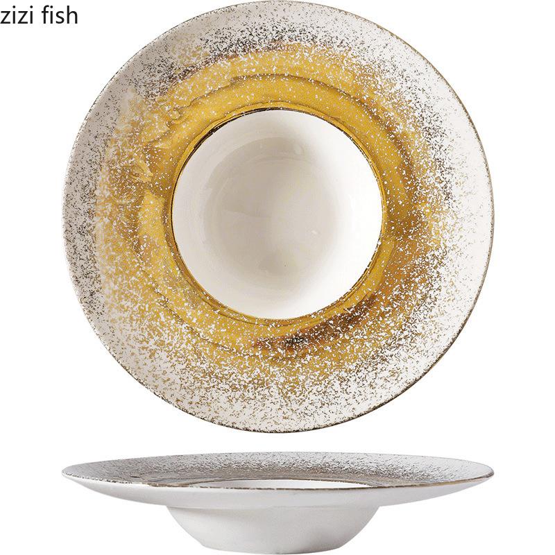 Ceramic Straw Hat Plate Pasta Dish Soup Plates Fruit Bowl Salad Bowl Dining Plate Serving Plates Snack Tray Dessert Bowls Dish