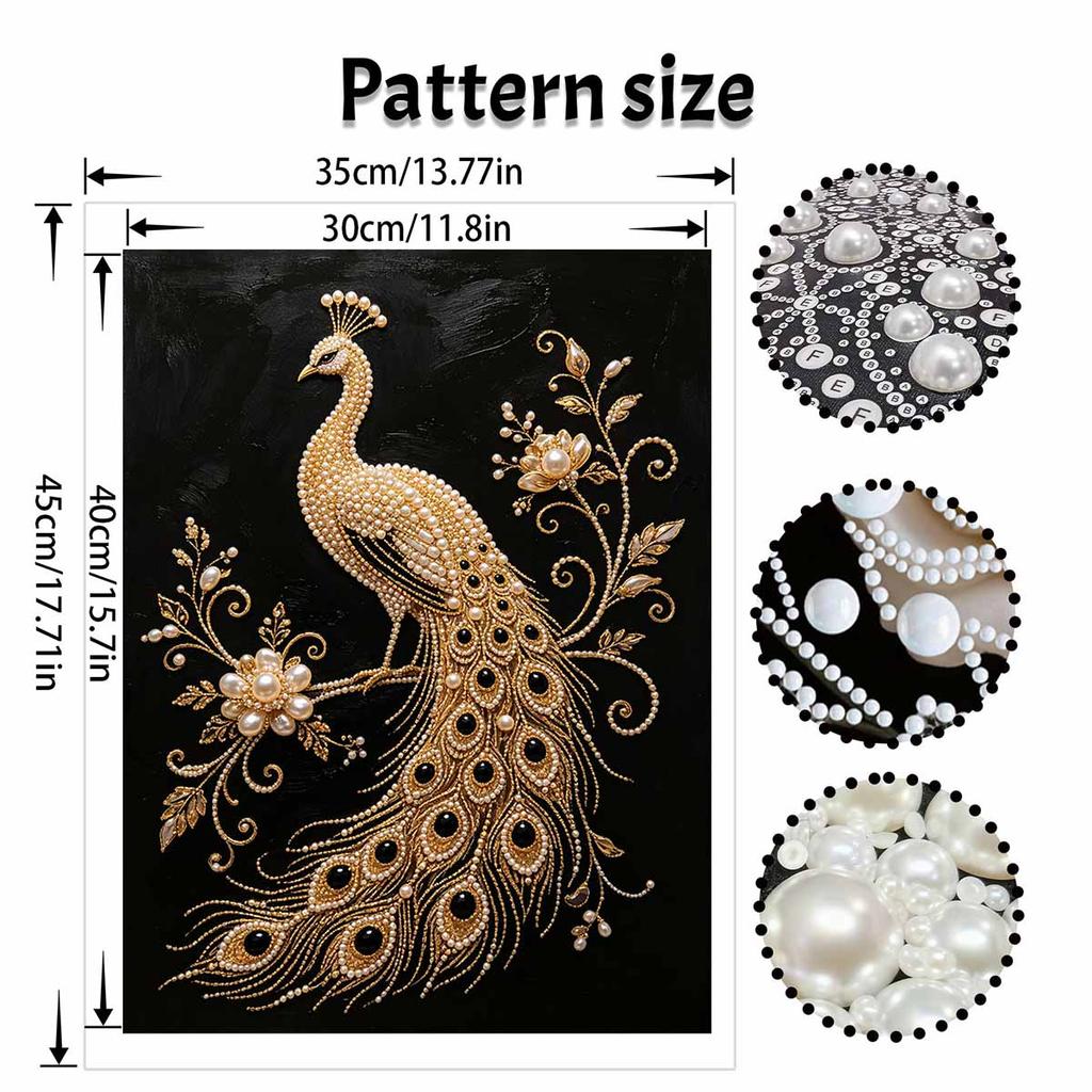 Ce kit de peinture sur perles comprend des perles paon dorées 5D et un style d'art mosaïque. conçu pour une décoration murale élégante de la maison.