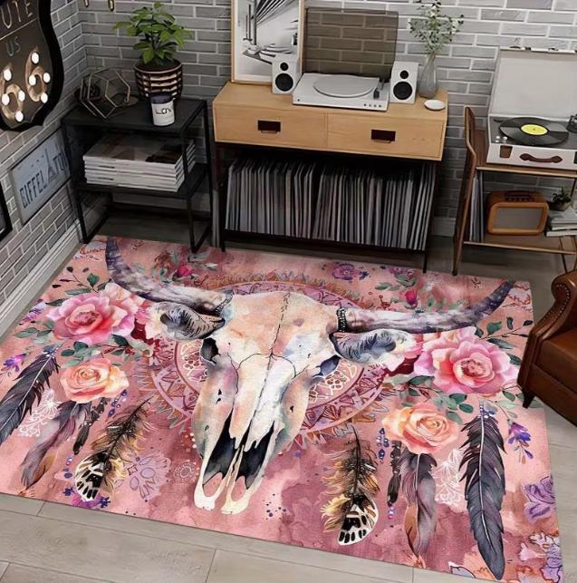 

Vintage American Buffalo Black Carpet Puzzle Pattern Carpet Suitable for Office Chair Decoration and Holiday Gift Carpets 40x60cm