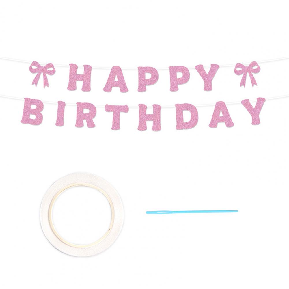 

Bowknot Theme Party Decor Set Pink Tassel Banner Cake Toppers Gold Glitter Spiral Hanging Ornaments Girls Birthday Party Decor