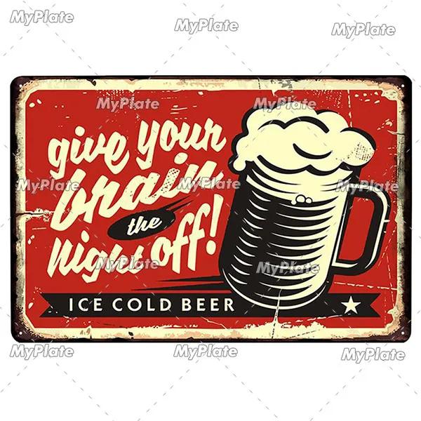 Letrero de Metal creativo para cerveza, placa Vintage, placa de letrero de lata para cerveza fría, decoración de pared para Bar, Club, hombre, arte rupestre, póster personalizado