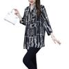 2024 Spring/Summer Chic Chiffon Shirt - Plus Size, Loose Fit, Three-Quarter Sleeves for Middle-Aged Women