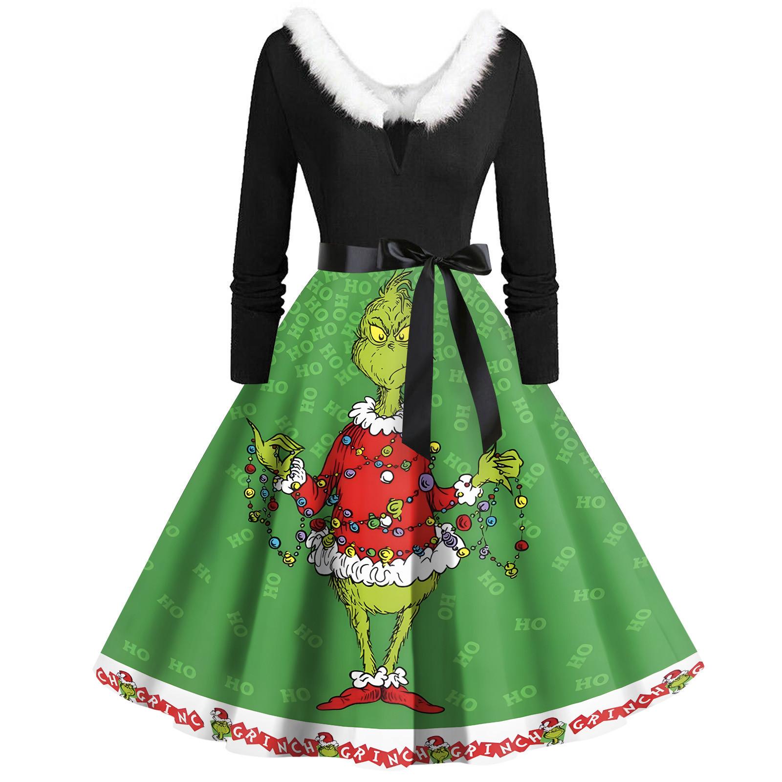 

Женское повседневное и модное платье на молнии с длинными рукавами и v-образным вырезом в тон L зелёный