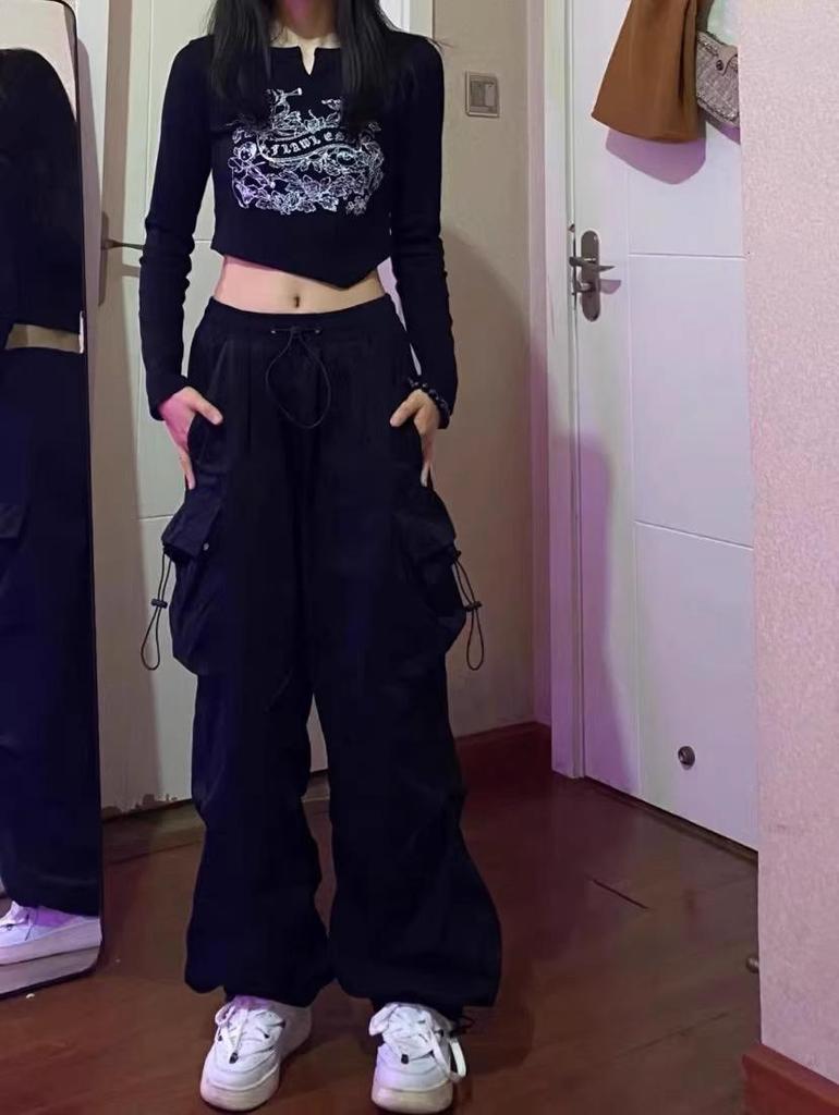 Women's Retro Hip Hop Wide-Leg Workwear Pants