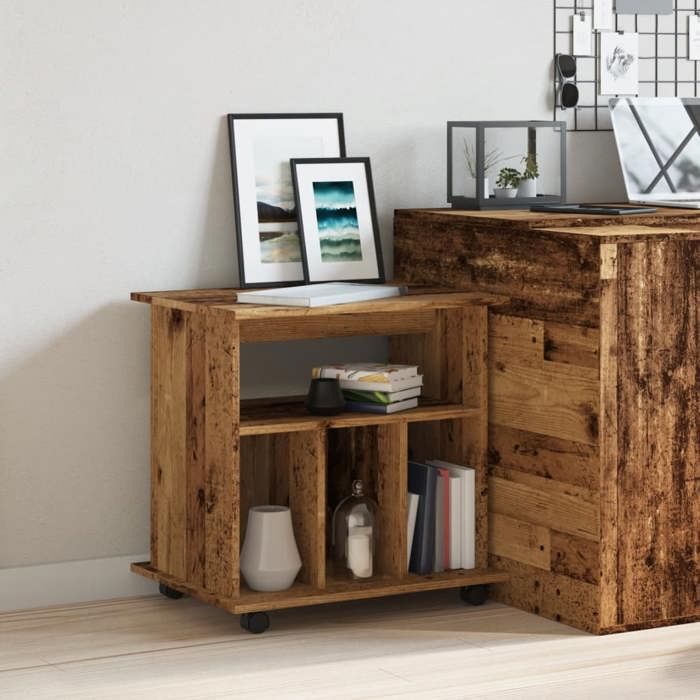 VidaXL Armoire à roulettes vieux bois 60x45x60 cm bois d'ingénierie, armoire, classeur mobile, meuble de bureau, armoire de 856662
