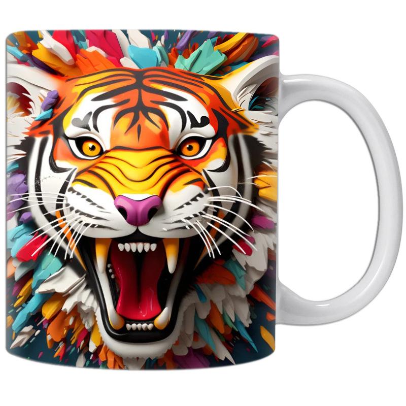 3D White Tiger Tiger Ceramic Coffee Mark Cup Tea Cup New Animal Animal New King Of The Forest