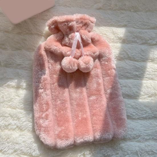 2000ML Rubber Hot Water Bottle with Soft Plush Cover Leak-Proof Back Neck Shoulder Menstrual Cramp Pain Relief Hot Cold Compress Warmer Bag