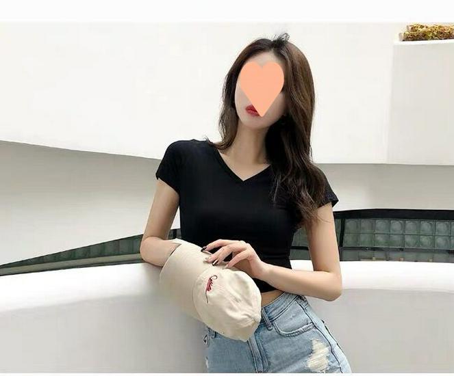 Double V-Neck Sweetheart High-Waist Crop Top - Short-Sleeved, Backless, Casual Versatile T-Shirt