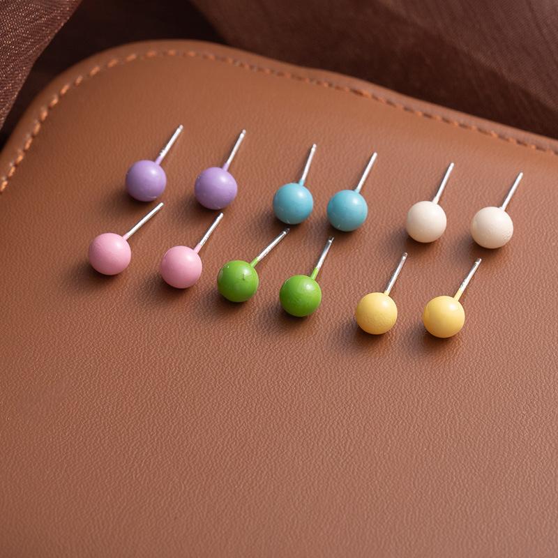 

Small Fresh And Colorful Candy Beanie Stud Earrings Set Women S Small Simple And Sweet Daily Earrings Earrings