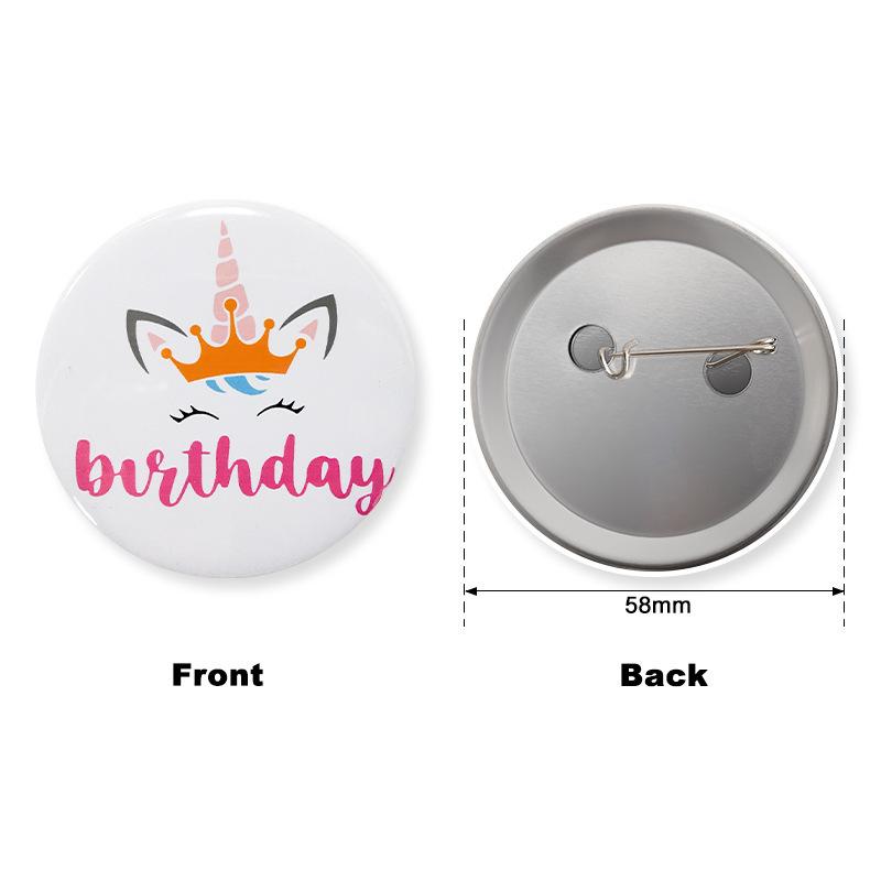 New Unicorn Theme Series Party Badge Baby First Birthday Cartoon Digital Badge 