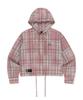 BROWNBREATH W Crop Chcek Hood Shirts - Pink