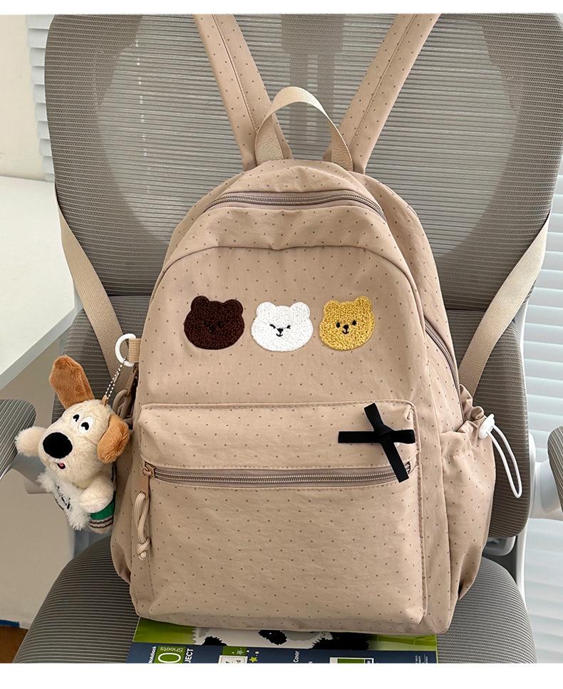 Schoolbag Cartoon Graffiti School Bag Female Polka Dot Student Large Capacity School Bag Casual Japanese Trendy Fashion Girl Versatile Backpack