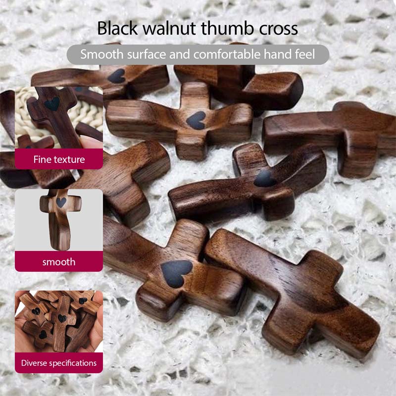 5Pcs Handcrafted Wooden Cross My Heart, Wood Crosses Cross My Heart Wooden, Stress Relief Pocket Cross, Hand Held Cross, Wooden Cross Decoration Gift