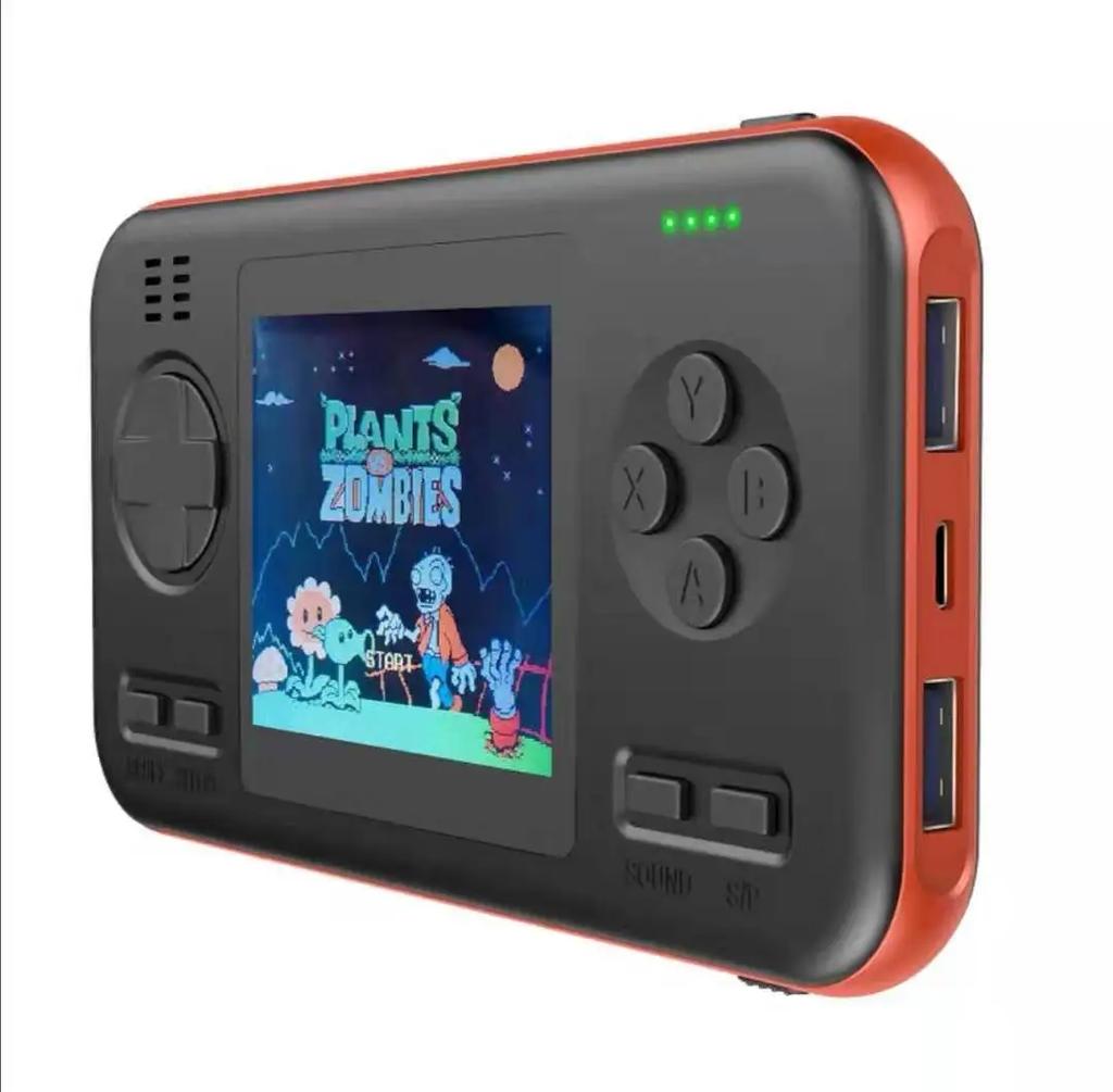 D12 2 in 1 2.8inch Retro Nostalgic Handheld Game Console & 8000mAh 5V 2.1A Mobile Power Bank Built-In 416 Game Boy Gift